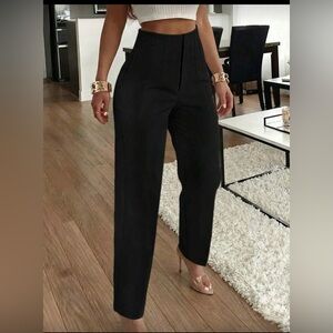 Elegant Black High-Waisted Women's Pants